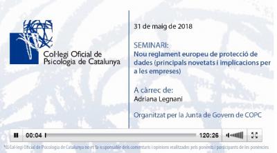 Col·legi de Psicolegs, nou reglament europeu de protecció de dades